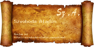 Szvoboda Aladin névjegykártya